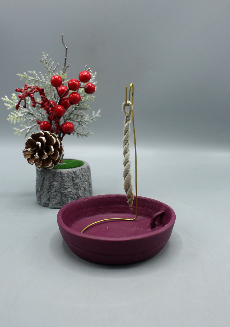 Ceramic Rope Incense Burner Purple