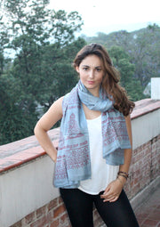 Lord Shiva with Om Namah Shivaya Printed Grey Cotton Shawl From Nepal - nepacrafts