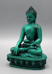 Green Resin Shakyamuni Buddha Statue - nepacrafts