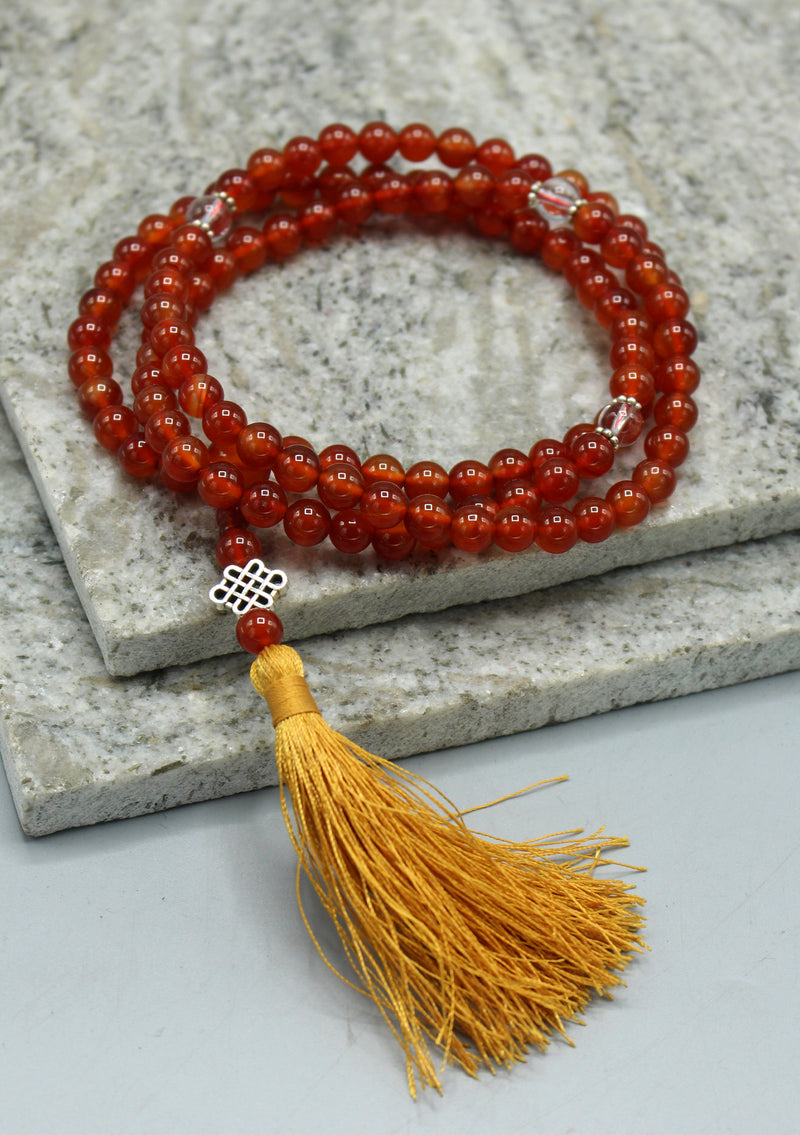 Carnelian Prayer Mala Adjustable Faux Beads