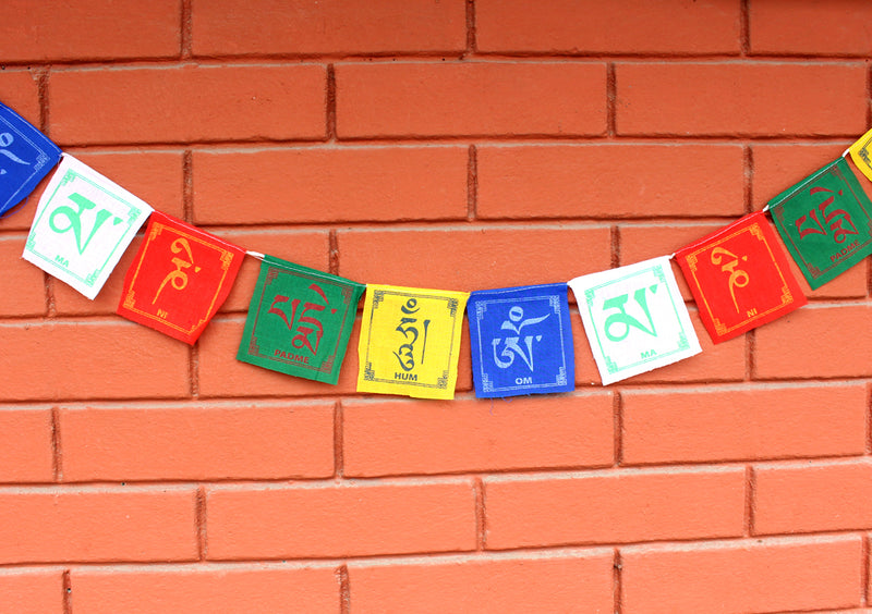 Mini Cotton Om Mane Padhme Hum Prayer Flag, Prayer of Compassion - nepacrafts