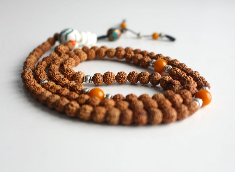 Shiva Rudraksha Mala with Conch Guru - nepacrafts