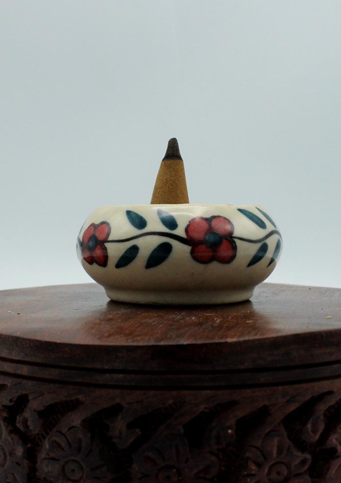 Floral Pattern Ceramic Incense Burner