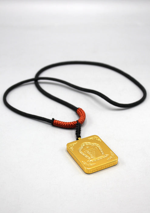 Black Canvas Hand Painted Mini Manjushree Thangka Amulet Pendant