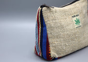 Hemp Zipper Purse with Bhutanese Design Border - nepacrafts