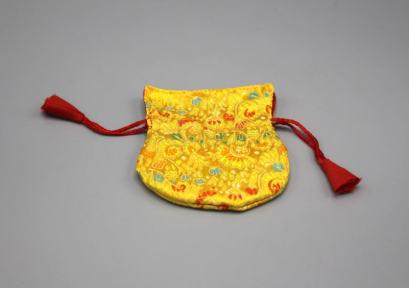 Flower Embroidery Silk Brocade Prayer Beads Pouch - nepacrafts