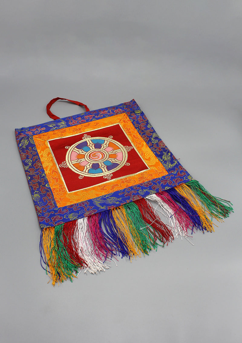 Wheel of Life Brocade Framed Wall Hanging Banner