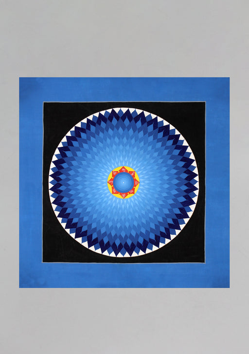 Blue and Black Cosmos Om Mandala Hand Painted Thangka - nepacrafts