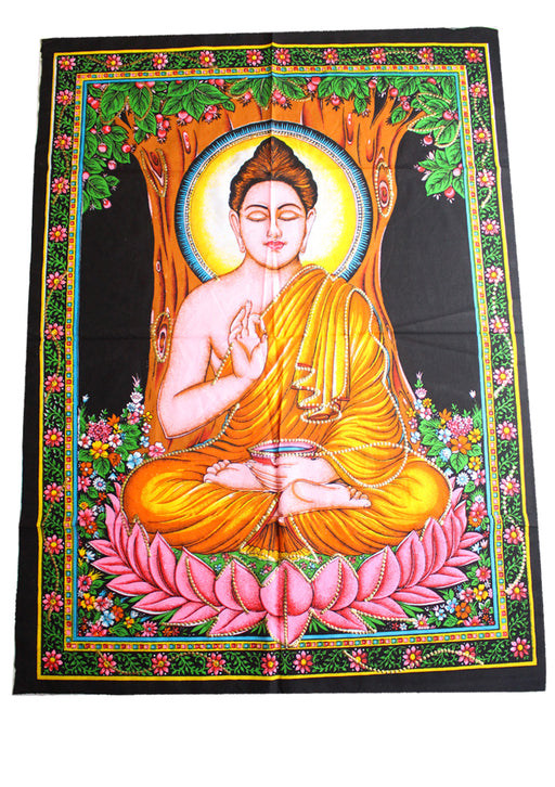 Shakyamuni Buddha Printed Cotton Tapestry Wall Hanging - nepacrafts