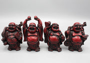 Set of 4 Maroon Laughing Buddha Statue - nepacrafts
