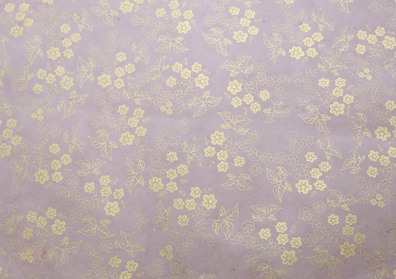 Golden Flower Printed Dark Beige Color Lokta Gift Wrapping Paper - nepacrafts