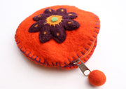 Round Flower Patchwork Colorful Felt Coin Purse - nepacrafts