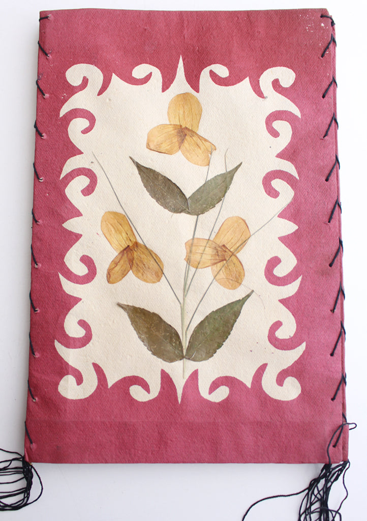 Real Dried Flower and Leaves Pressed Paper Ceiling Lamp Shade - nepacrafts