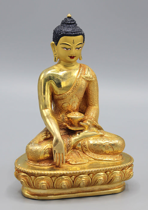 Hand Carving Shakyamuni Buddha Fully Gold Plated Statue