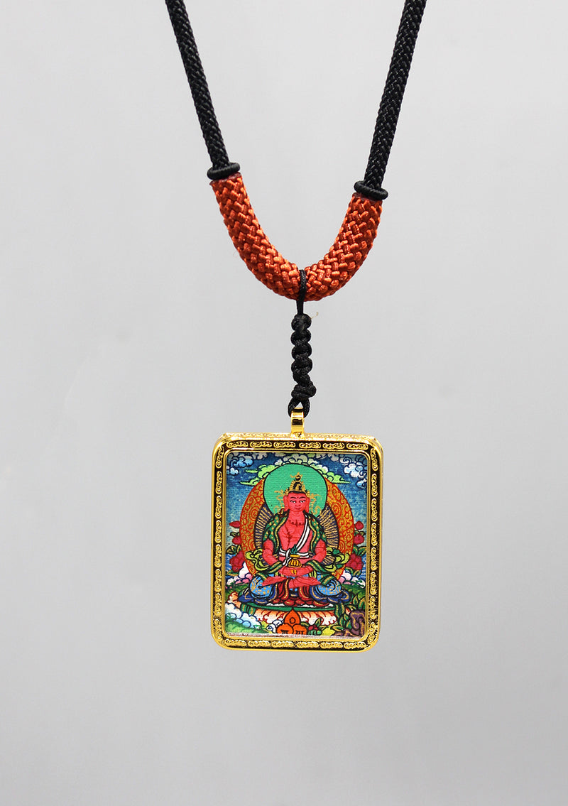 Aparmita Buddha Hand Painted Mini Thangka Amulet Pendant