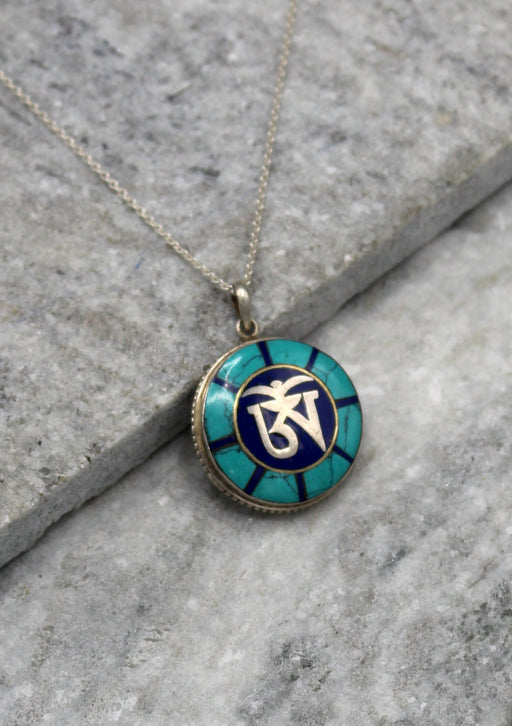 Tibetan Om Sterling Silver Pendant - nepacrafts