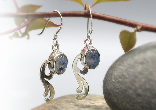 Leaf Moon Stone Sterling Silver Earrings - nepacrafts