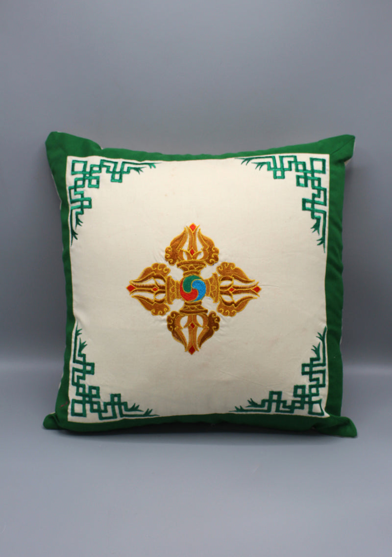 Buddhist Ritual Double Dorjee Embroidery Cushion Cover