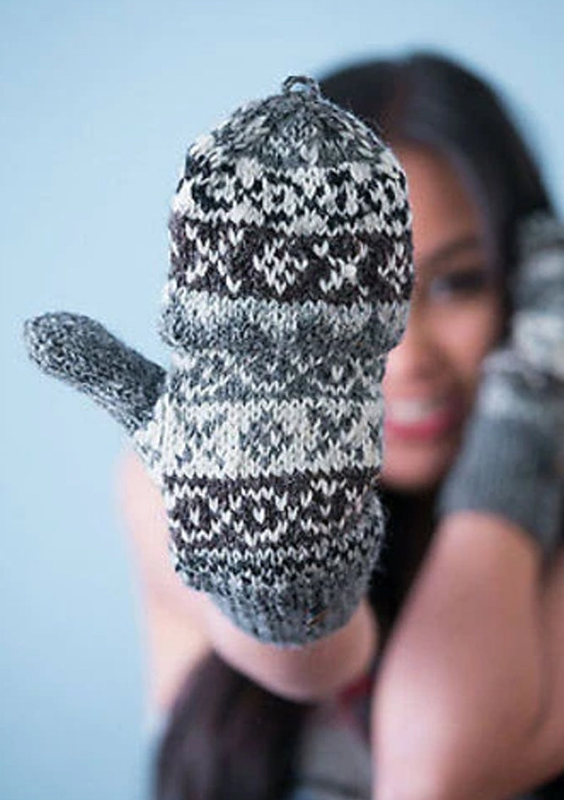 Hand knit Natural color Woolen Convertible Mittens (Natural WOG51)