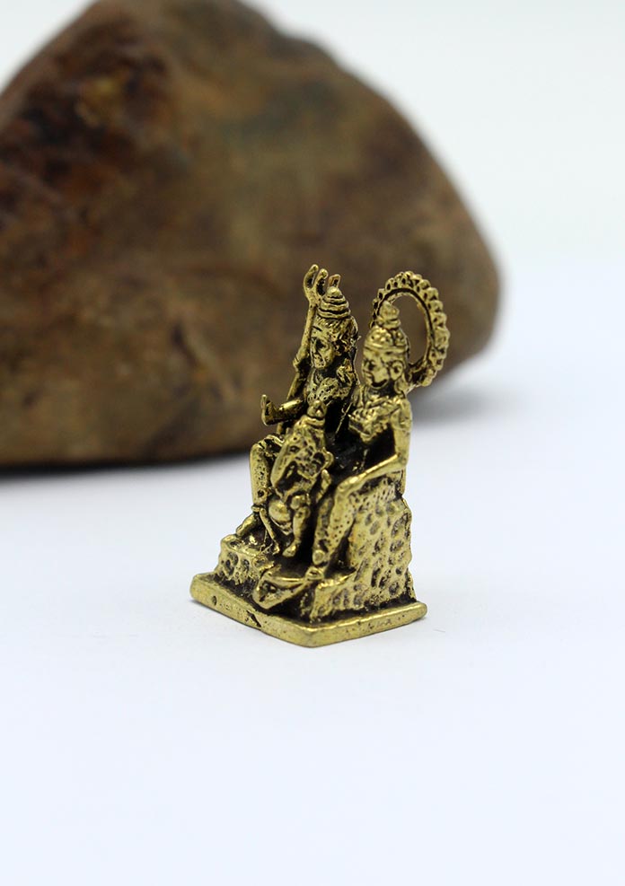 Mini Brass Shiva, Parvati and Ganesh Statue