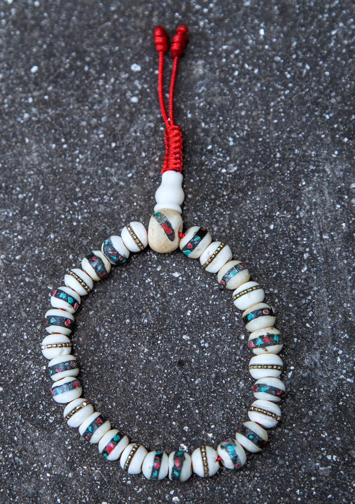 Inlay White Bone Wrist Mala - nepacrafts