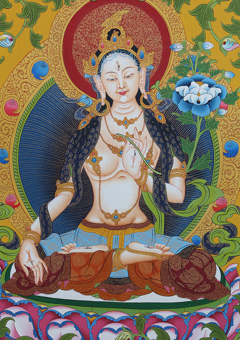 White Tara-Female Boddhisattva Goddess Thangka Painting