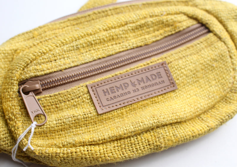 Yellow Hemp Fanny Pack, Hemp Waist Utility Belt, Hemp money bag - nepacrafts