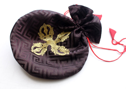 Double Dorjee Silk Brocade Mala Bag - nepacrafts