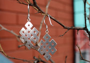 Tibetan Eternal Knot Silver Earrings - nepacrafts