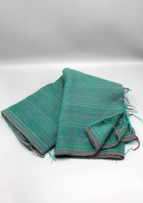 Hand loomed Green Striped Yak Wool Shawl Nepal