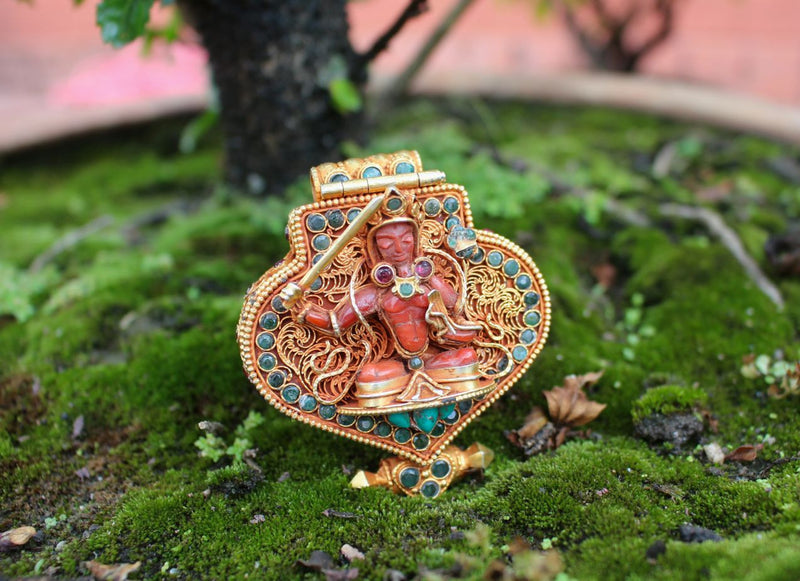 Goldplated Silver Sterling Manjushri Ghau Pendant - nepacrafts