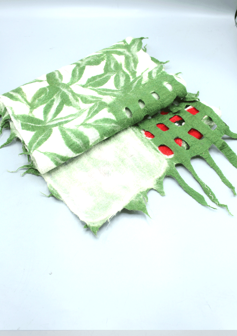 Felt Green and White Floral Wrap