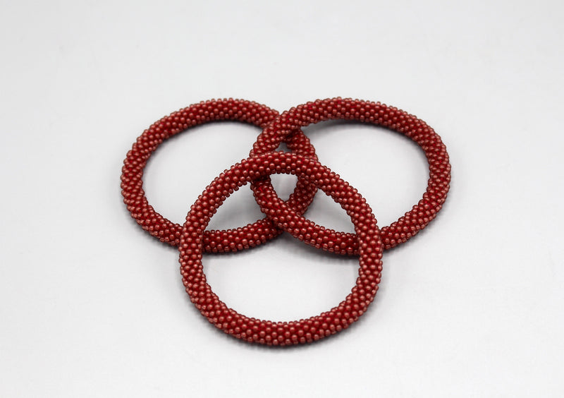 Stylish Maroon Glass Beads Roll on Bracelet - nepacrafts