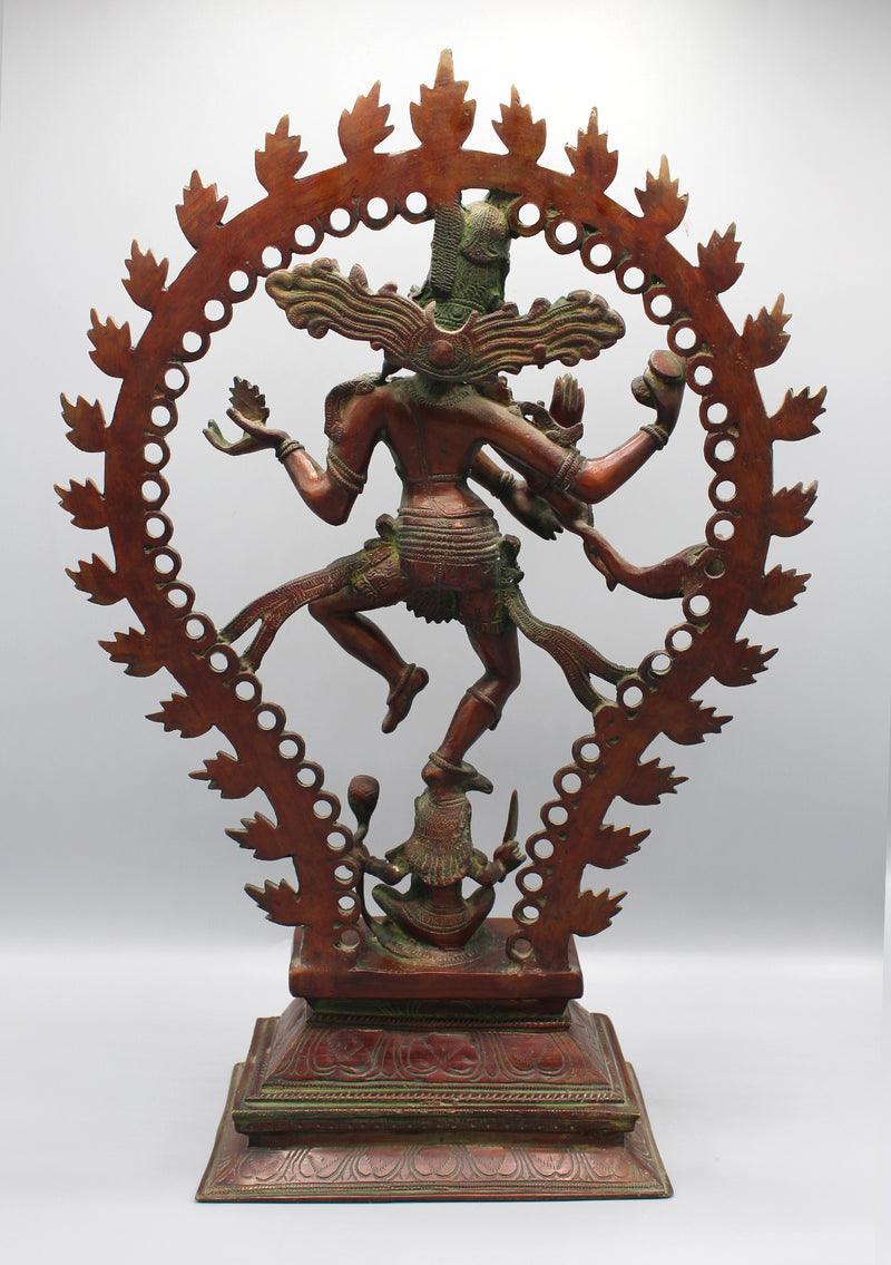 Copper Oxidized Lord Shiva Dancing Nataraj Statue - nepacrafts