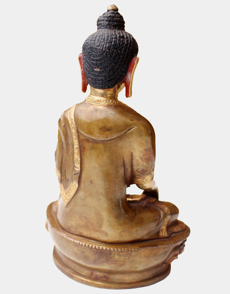 Gold Plated Gautam Buddha Statue, Nepal- 8 Inch High