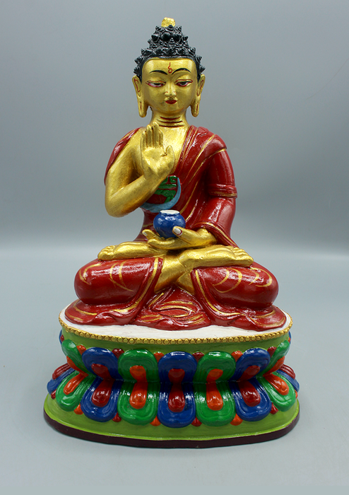 Handpainted Ceramic Amoghasiddhi Buddha Statue 12"H