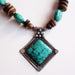 White Metal Faux Turquoise Pendant Necklace - nepacrafts