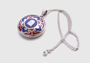Tibetan Kalachakra and Mandala Painted White Metal Pendant - nepacrafts