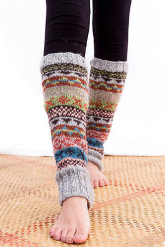 Handknit Grey Wool Leg Warmers