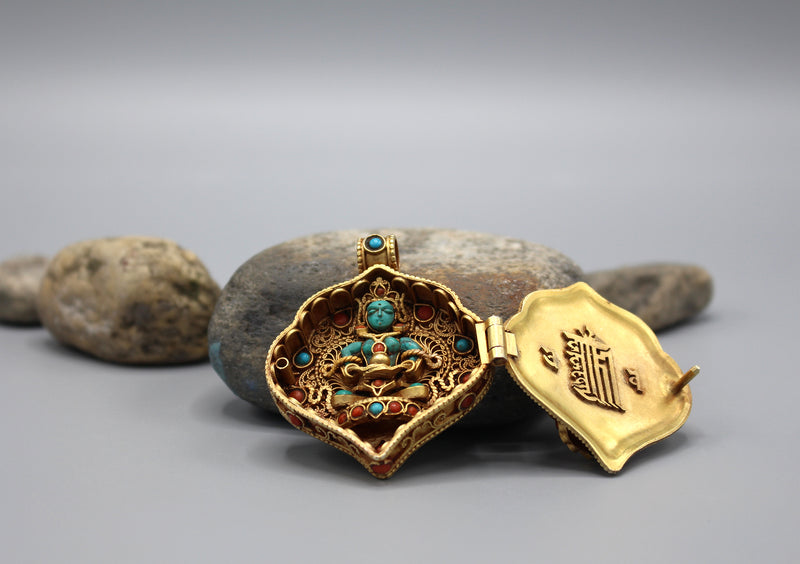 Zambala Gold Plated Sterling Silver Ghau Pendant - nepacrafts
