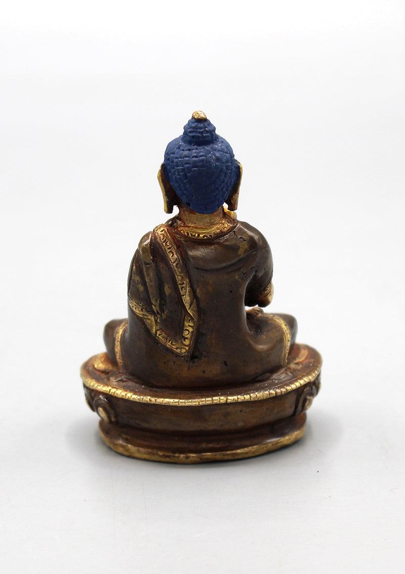 Partly Gold Plated Amoghasiddhi Buddha Statue 3"