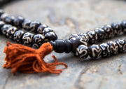 Om Etched Bone Prayer Mala - nepacrafts