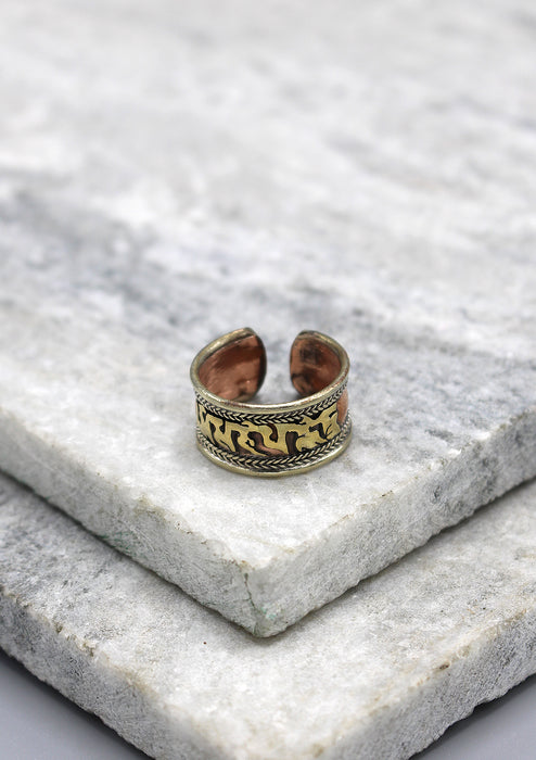 Tibetan Om Mani Mantra Copper Finger Ring