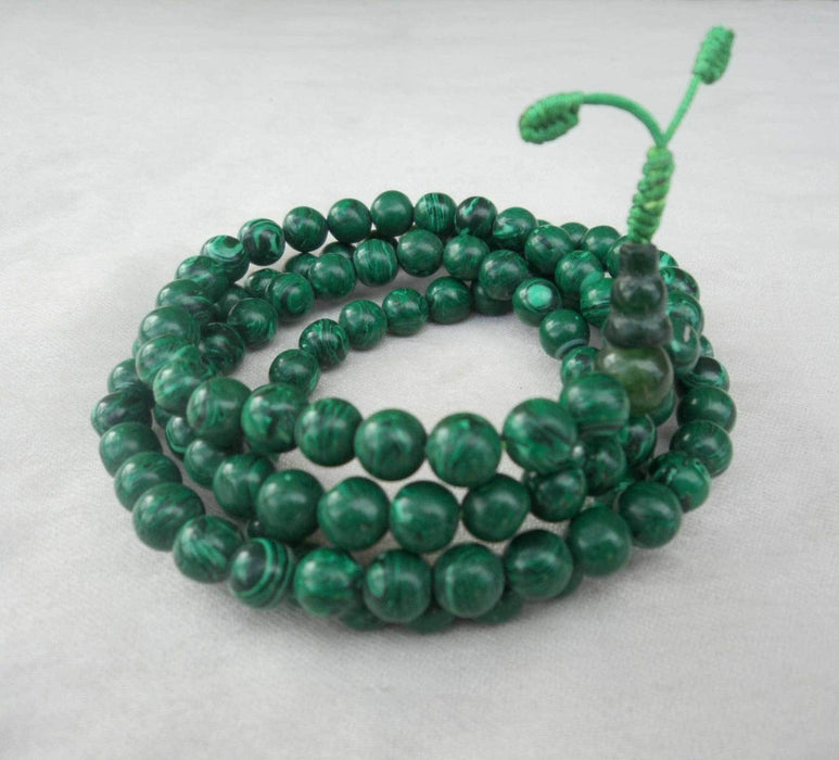 108 Malachite Prayer Beads - nepacrafts