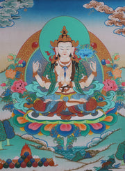 Compassionate Buddha Chenrezig Thangka 53x40cm