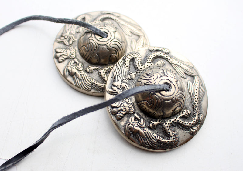 Buddhist Ritual Dragon Carved Tingshas - nepacrafts