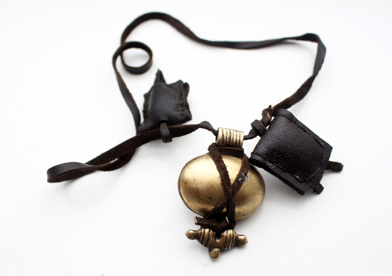 Tibetan White Metal Double Dorjee Ghau Pendant with Coral Inlays - nepacrafts