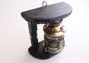 Wooden Framed Tibetan Copper Prayer Wheel Wall Hanging - nepacrafts