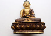 Partly Gold Plated Amitabh Buddha Copper Statue - nepacrafts