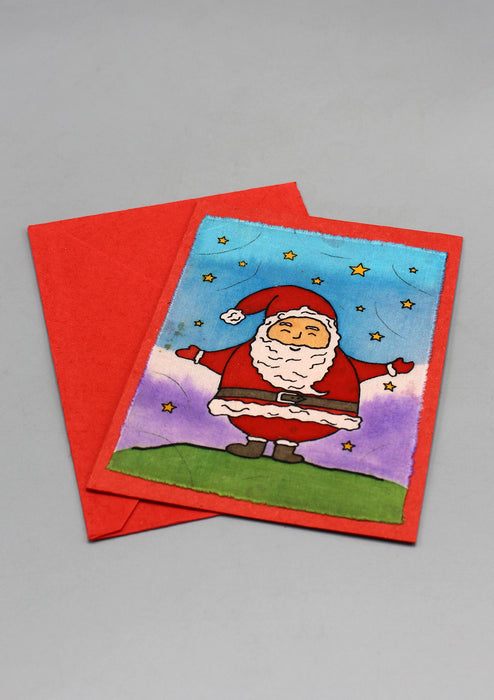 Fair Trade Batik Happy Santa Claus Greetings Card